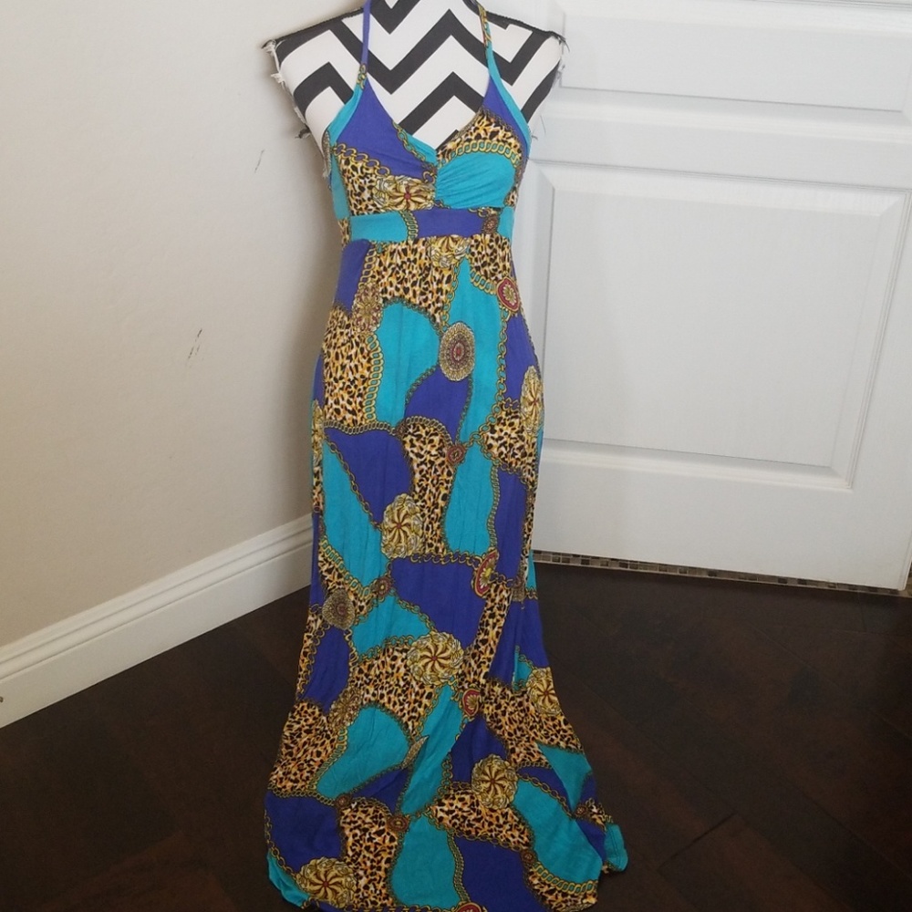 Turquoise Leopard Chain Maxi